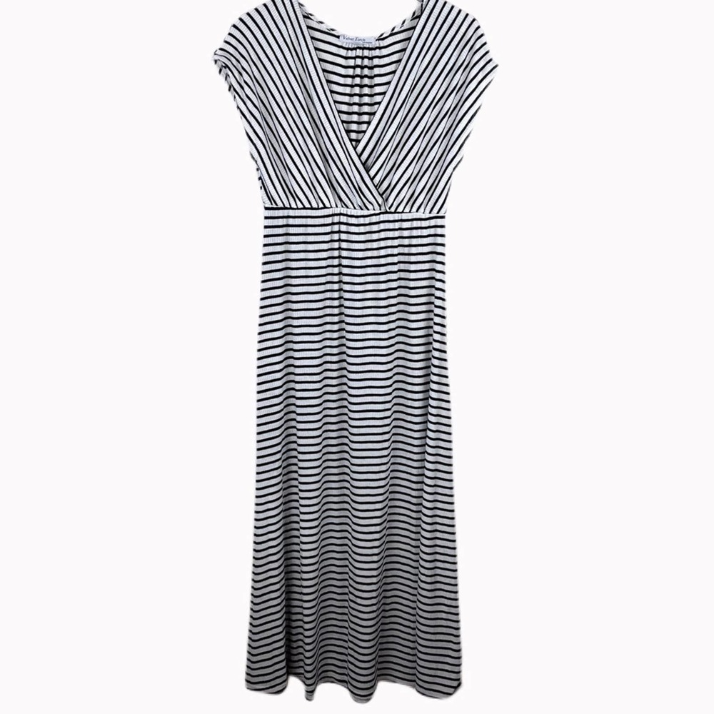 Torch Black and White Striped Maxi Dress